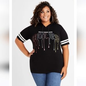 Ashley Stewart 14/16 Make Your Own Rules Hooded Tee